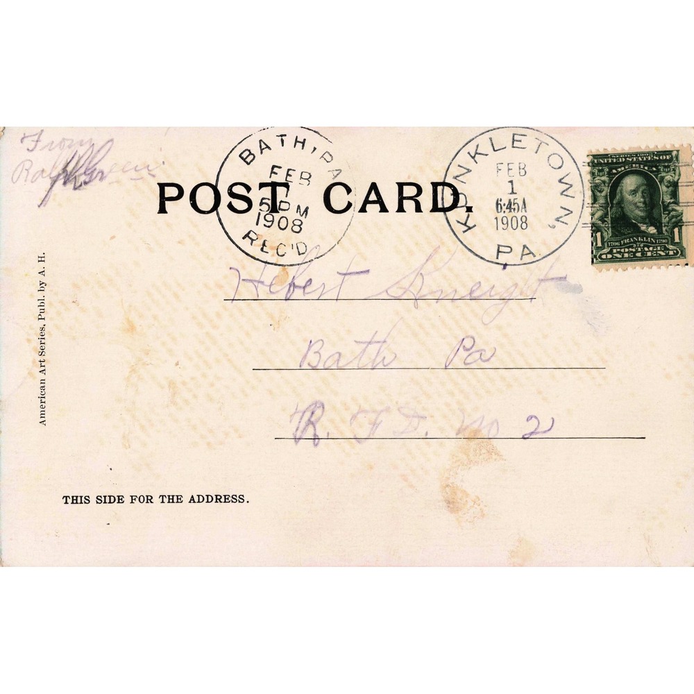 In Far North Winter Snow Village Antique Postcard c1908 American Art Street Lamp - Picture 2 of 2